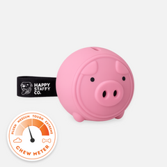 Poppy Pig Treat Dispenser dog toy with tough chew meter on a white background