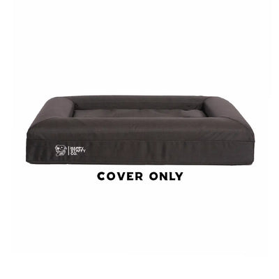 Orthopedic memory foam dog bed with durable bed cover shown on a white background