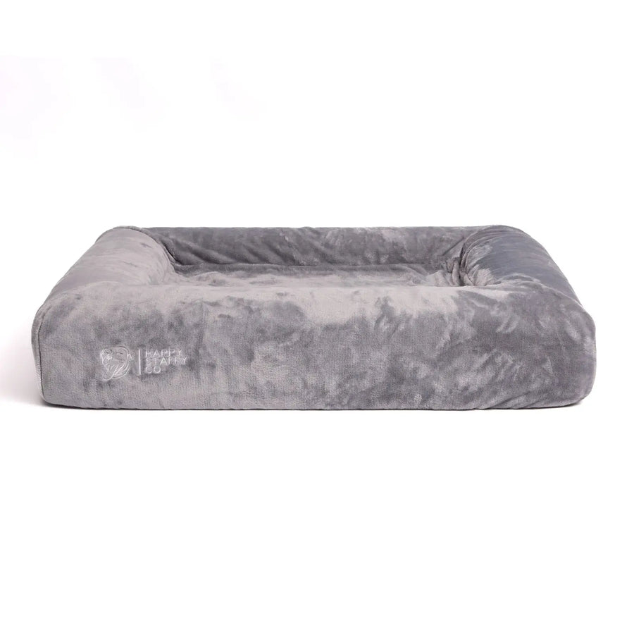 Pullover blanket cover and orthopedic dog bed product shot on a white background